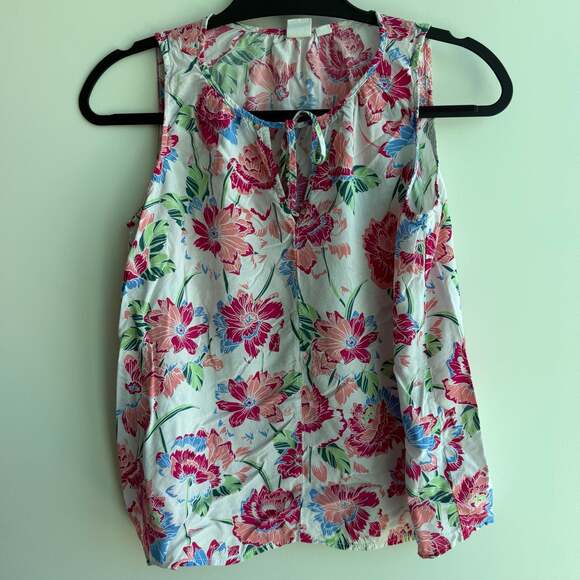 Gap Tops - Gap Floral Sleeveless Tie-Neck Blouse Size S